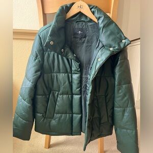 Vegan leather jacket dark green